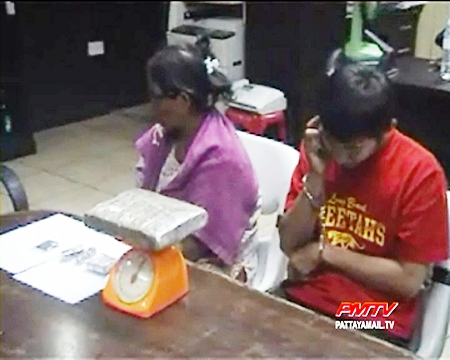 The dealer and a client is detained at the police station with his kilo of weed.